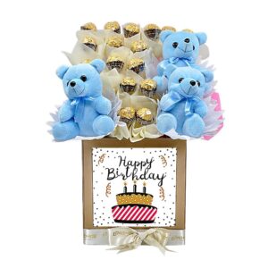 teddy and chocolate Personalized photo Flower Box